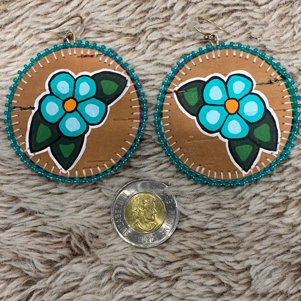 Florals on Birch Bark Earrings